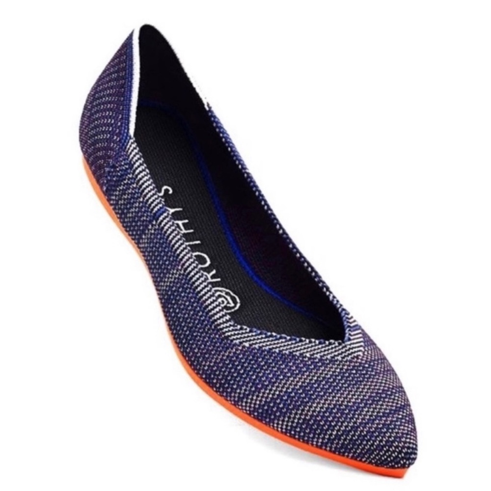 Rothy's Point Toe Blue Knit with Orange Sole Retired Color / Size 8